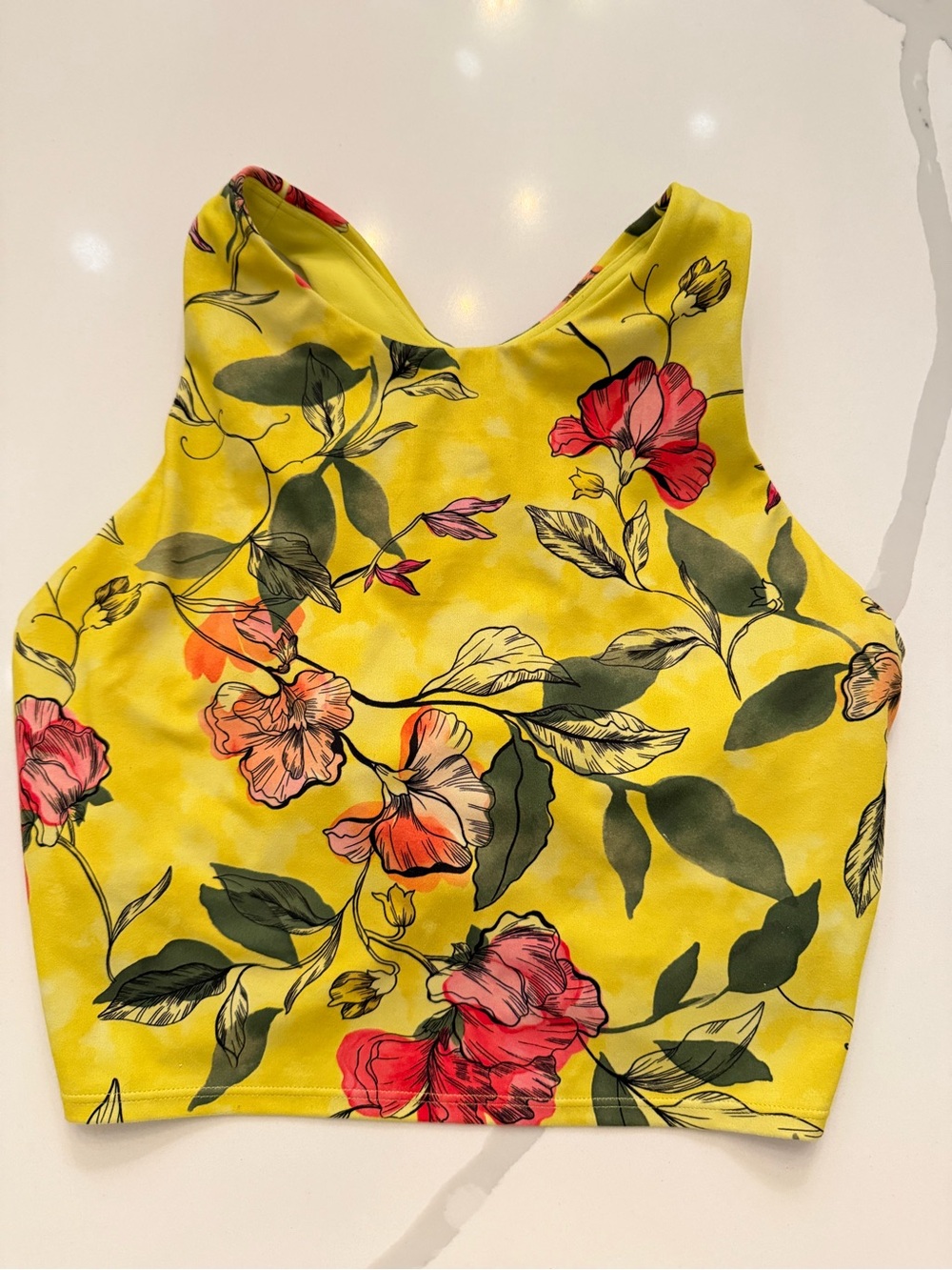 Athleta Yellow Floral Crop Top